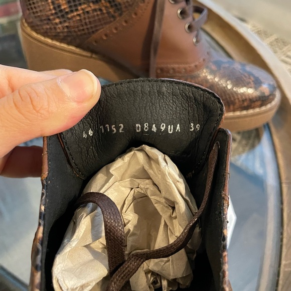 Geox Leather Adrya Snakeskin Brown Ankle Boots - Picture 2 of 8